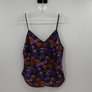 Myonne Vintage Lace Floral Camisole - Black/Purple - Medium